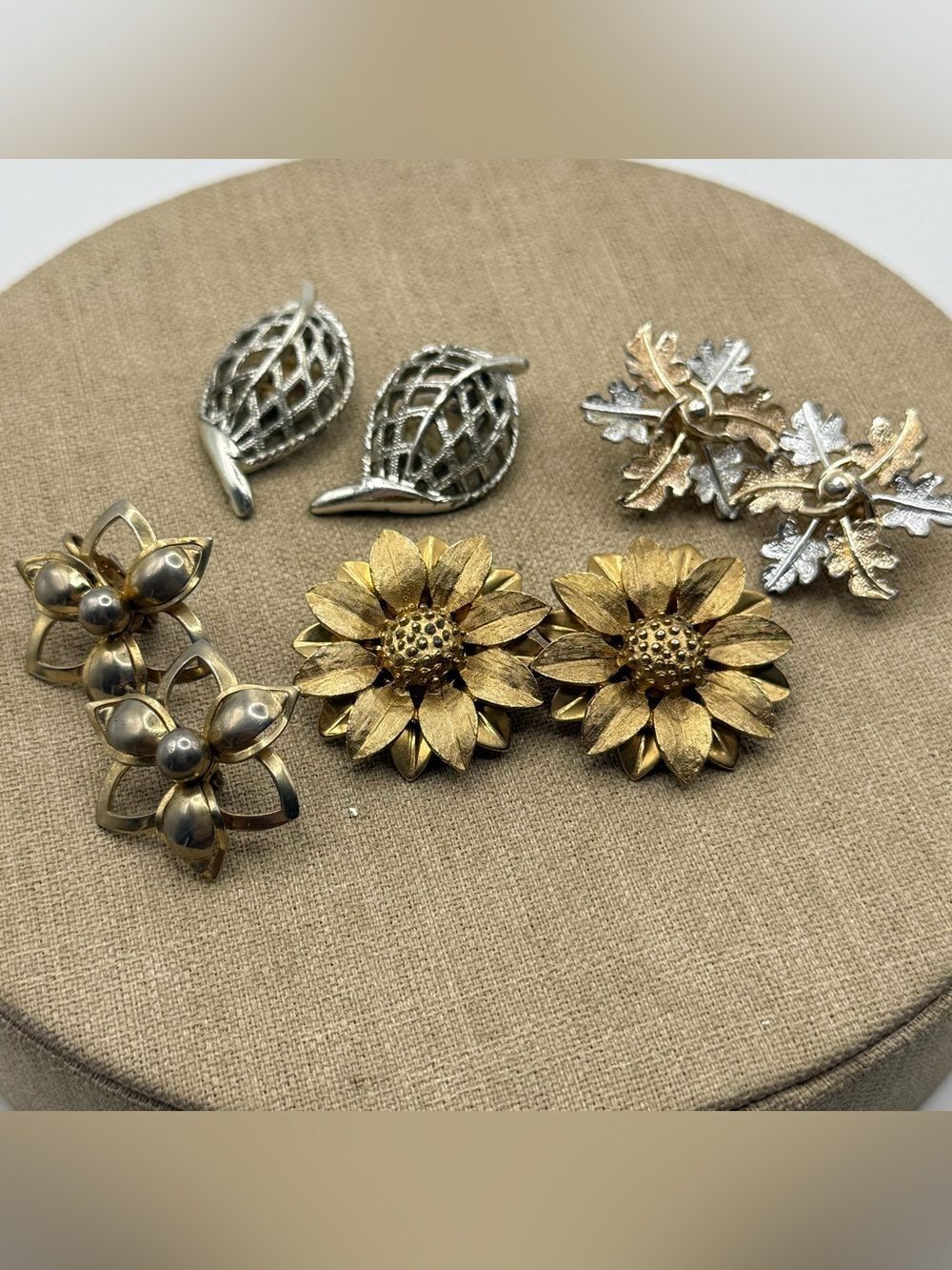 Sarah Coventry Gold-Tone Floral Sunflower Clip Earrings - Women Jewelry